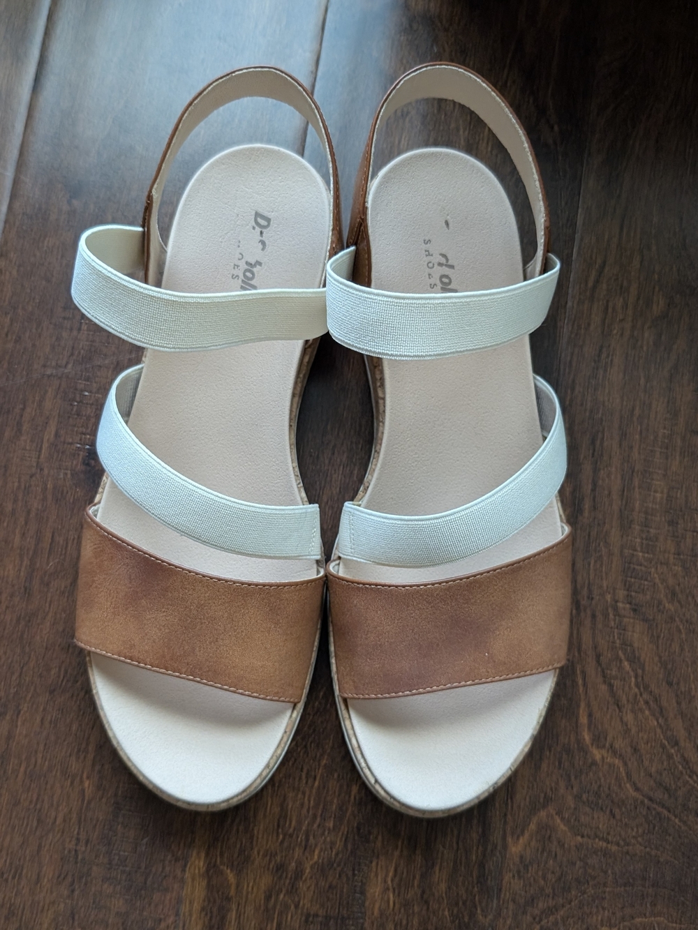 Dr. Scholl's Tan and Cream Three-Strap Slingback Sandals See Description 10-10.5